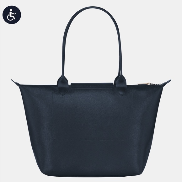 NWT Longchamp Le Pliage City Large Coated Canvas Shopping Bag in Navy - Picture 4 of 11